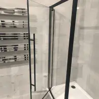 Vantage 2000 Matt Black Pivot Door Glass Shower Enclosure, Various Sizes