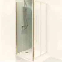 Vantage Brushed Brass Bi Fold Door Glass Shower Enclosure