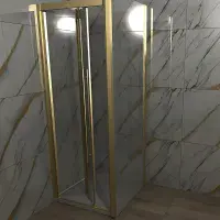 Vantage Brushed Brass Bi Fold Door Glass Shower Enclosure