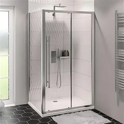 Vantage Chrome Sliding Door Glass Shower Enclosure, Various Sizes