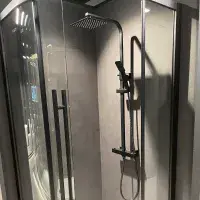 Vantage Matt Black Offset Quadrant Shower Enclosure, Various Sizes