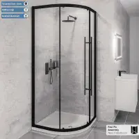 Vantage Matt Black Single Door Quadrant Shower Enclosure, Various Sizes