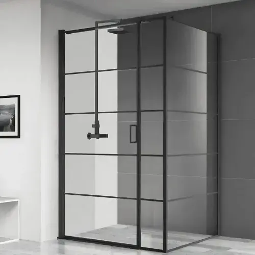 Velar Black Hinged Shower Door Shower Enclosure