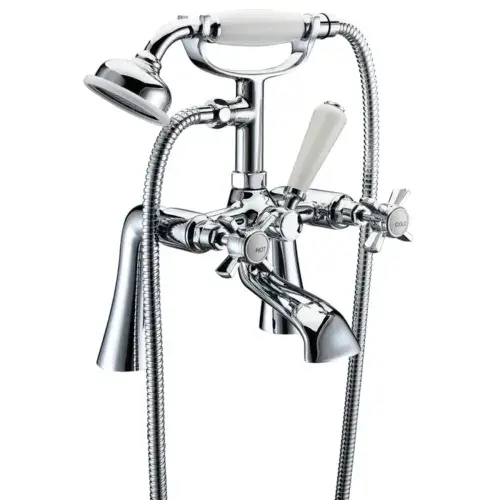 Victor Bath/Shower Mixer Tap, Chrome, Traditional Cross Top Style