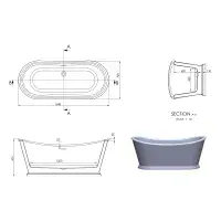 Victoria 1640 x 700mm Freestanding Bath | Double Ended Roll Top