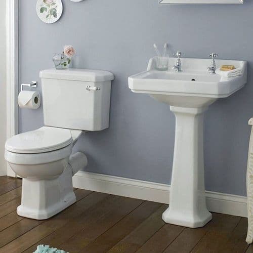 Victorian 560mm 4 Piece Toilet & Basin Bathroom Suite - 1 or 2 Tap Hole