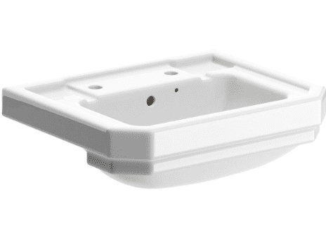 Victorian Style 495 x 455mm  Semi Recessed Basin, 2 Tap Holes