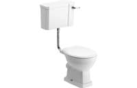 Victorian Style Low Level Toilet With Satin White Wood Soft Close Seat