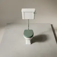Victorian Style Low Level Toilet With Sea Green Soft Close Seat