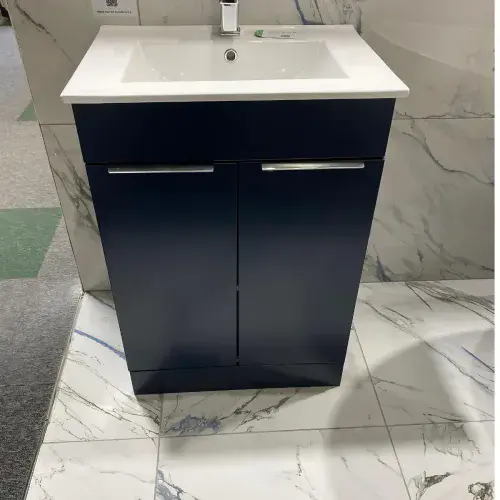 Vintage 615mm Floor Standing 2 Door Basin Unit with Basin, Matt Deep Blue