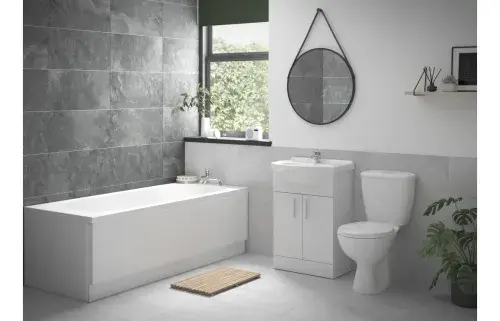 Visione Bathroom Vanity Pack with Bath, Toilet, Basin Set, Optional Taps and Wastes, by Bathcenter