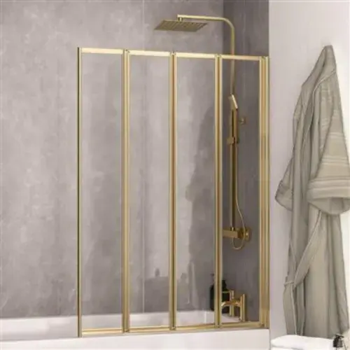 Volente 1000mm 4-Fold Bath Screen - Brushed Brass