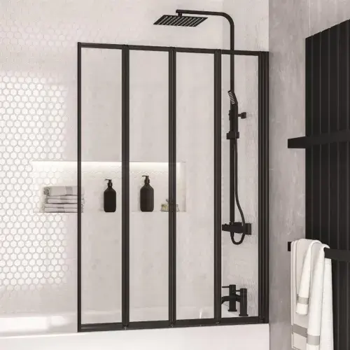 Volente 1000mm 4-Fold Bath Screen - Matt Black