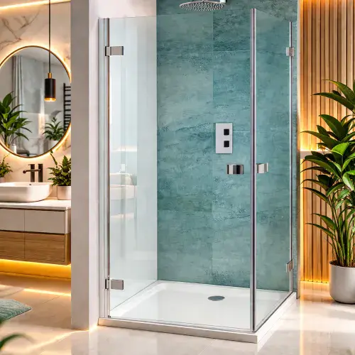 Volente Double Hinge Glass Shower Door Enclosure Easy Access