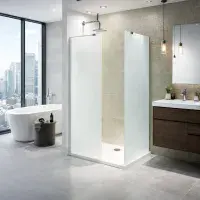 Volente Frosted Glass Walk In Shower Screen, Various Sizes, Easy Clean 6mm Thickness