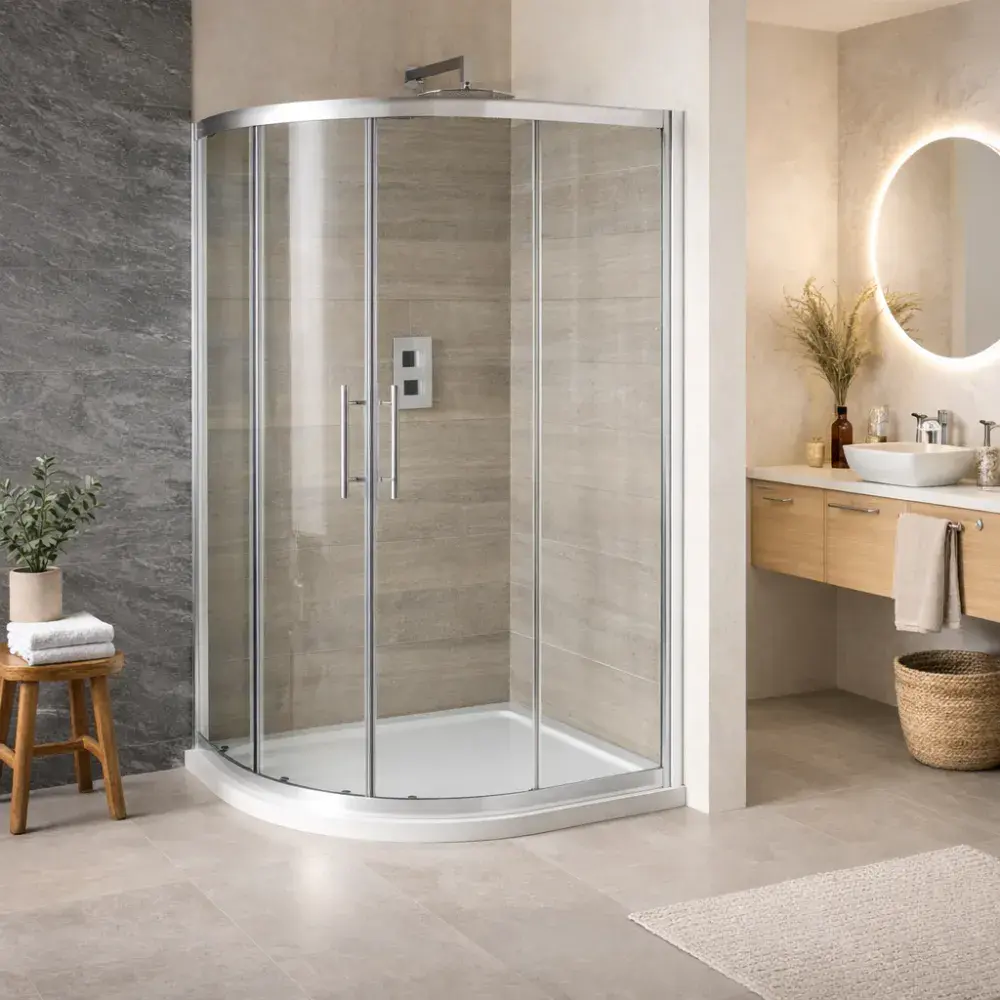 Volente Offset Quadrant Double Door Glass Shower Enclosure Various Sizes