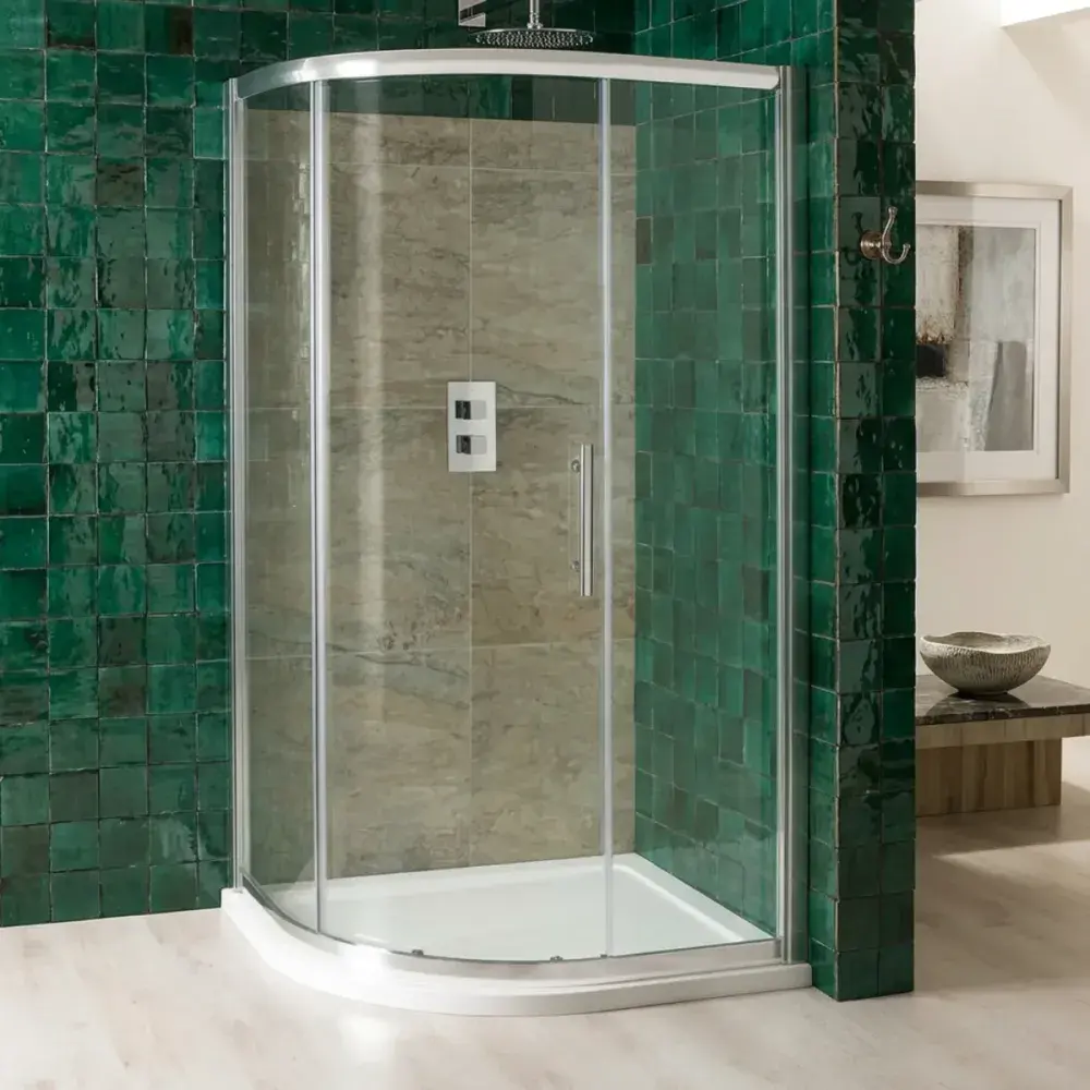 Volente Offset Quadrant Single Door Glass Shower Enclosure Various Sizes