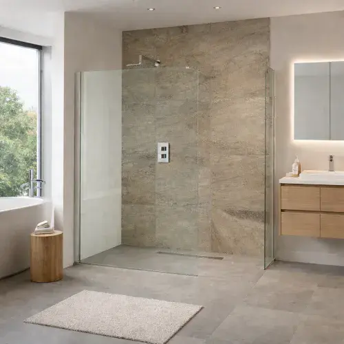 Volente Walk In Shower Screen, Various Sizes, Easy Clean, Optional End Panel