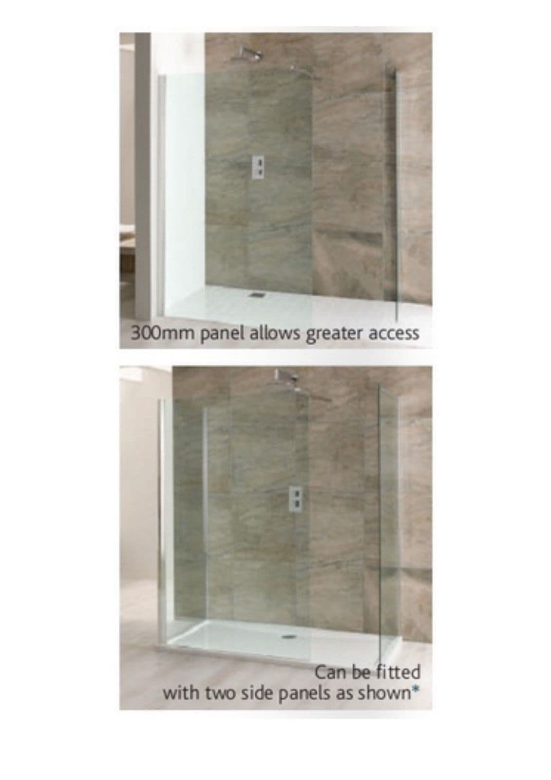 Volente Walk In Shower Screen Various Sizes Easy Clean Optional End Panel