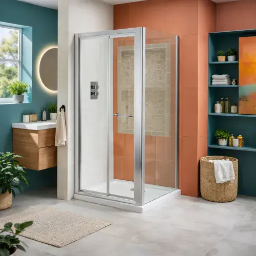 Vulcan Bi-Fold Shower Door Glass Shower Enclosure, Various Sizes