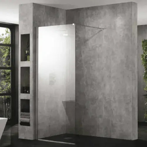 Walk in Shower Screen, Silver Wall Profile, 10mm Clear Glass
