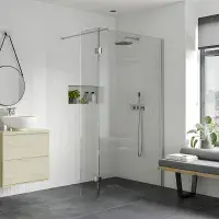 8mm Walk-In Shower Screen | Polished Chrome Profile
