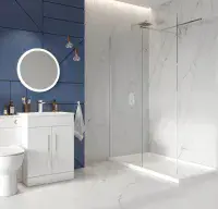8mm Walk-In Shower Screen | Polished Chrome Profile