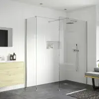 8mm Walk-In Shower Screen | Polished Chrome Profile