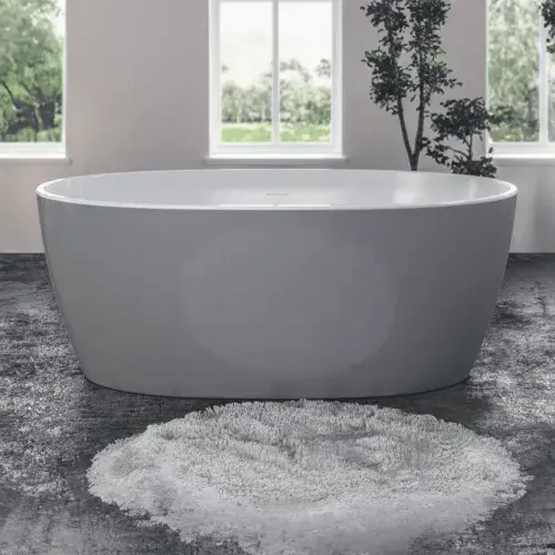 Wandsworth 1495 x 725mm Freestanding Bath, Gloss Grey & White - Lifetime Guarantee