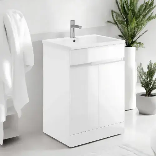 Waterguard 600mm Vanity Unit and Basin, White - 100% Waterproof - Lifetime Guarantee