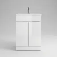 100% Waterproof - Waterguard 600mm Vanity Unit and Basin, White - Lifetime Guarantee