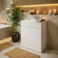 100% Waterproof - Waterguard 600mm Vanity Unit and Basin, White - Lifetime Guarantee