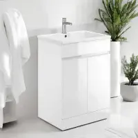 100% Waterproof - Waterguard 600mm Vanity Unit and Basin, White - Lifetime Guarantee