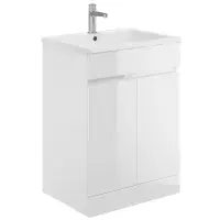 100% Waterproof - Waterguard 600mm Vanity Unit and Basin, White - Lifetime Guarantee