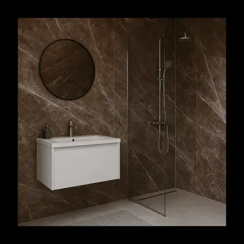 Wet Wall PVC Shower Panels - 1000mm Wide - Graphite Marble Gloss