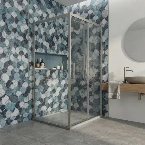 Wetwall Alloy Blue Scallop Decor Shower Panel | 2440mm x 600, 900 & 1200mm