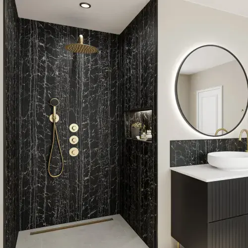 Wetwall Alloy Nero Portoro Decor Shower Panel | 2440mm x 600, 900 & 1200mm