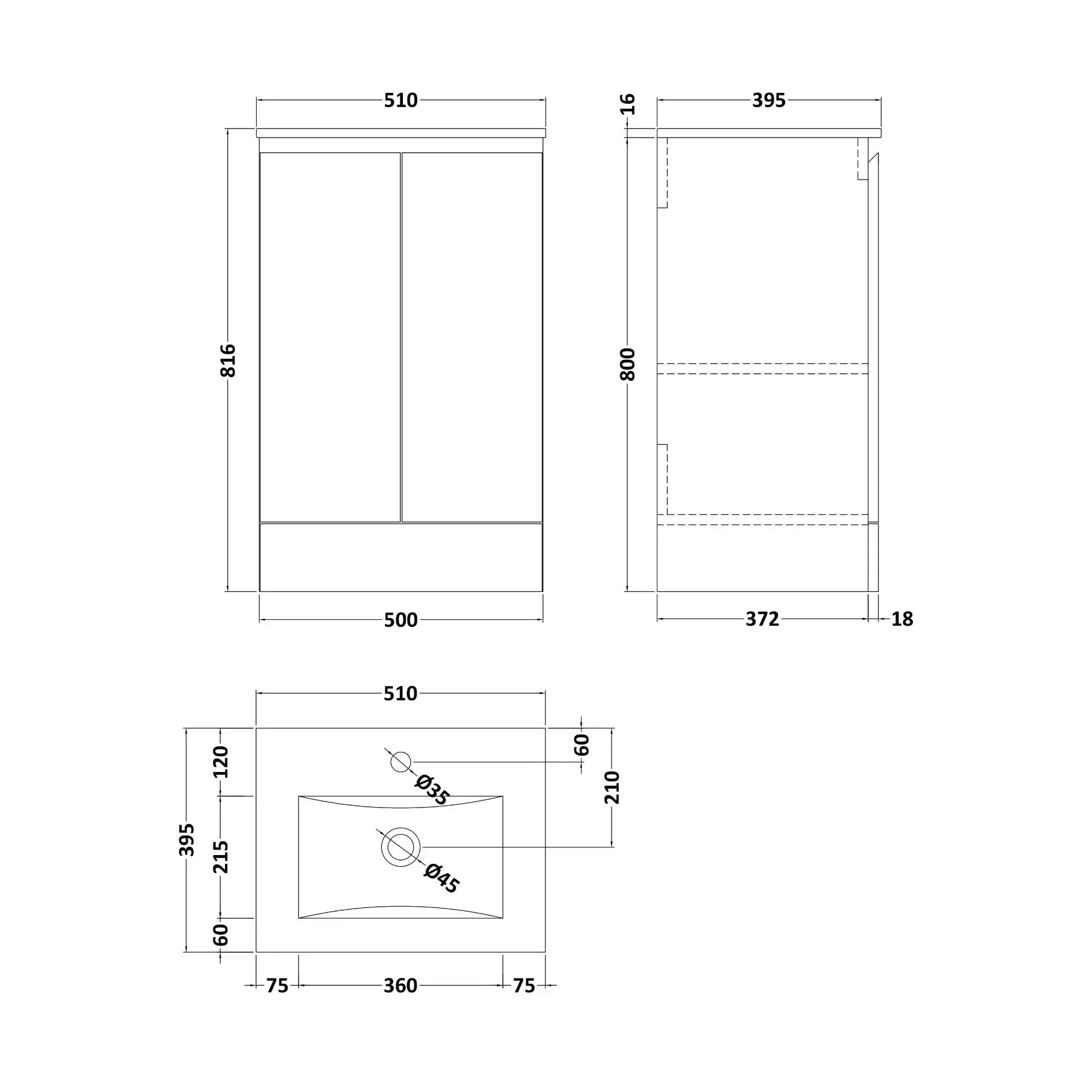 500mm waterproof unit drawing
