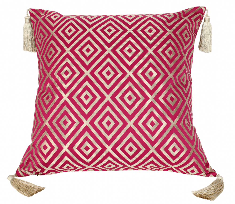 Moroccan Cushion Cover Red & Gold Silk Tassels 60cm x 60cm / 23 6 x23 6