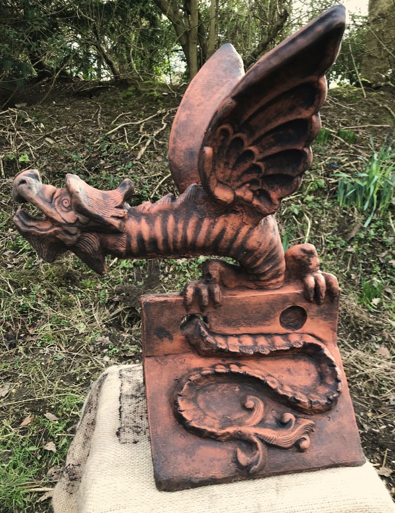 Welsh Dragon Roof finial 110 degree angled decorative ridge tile