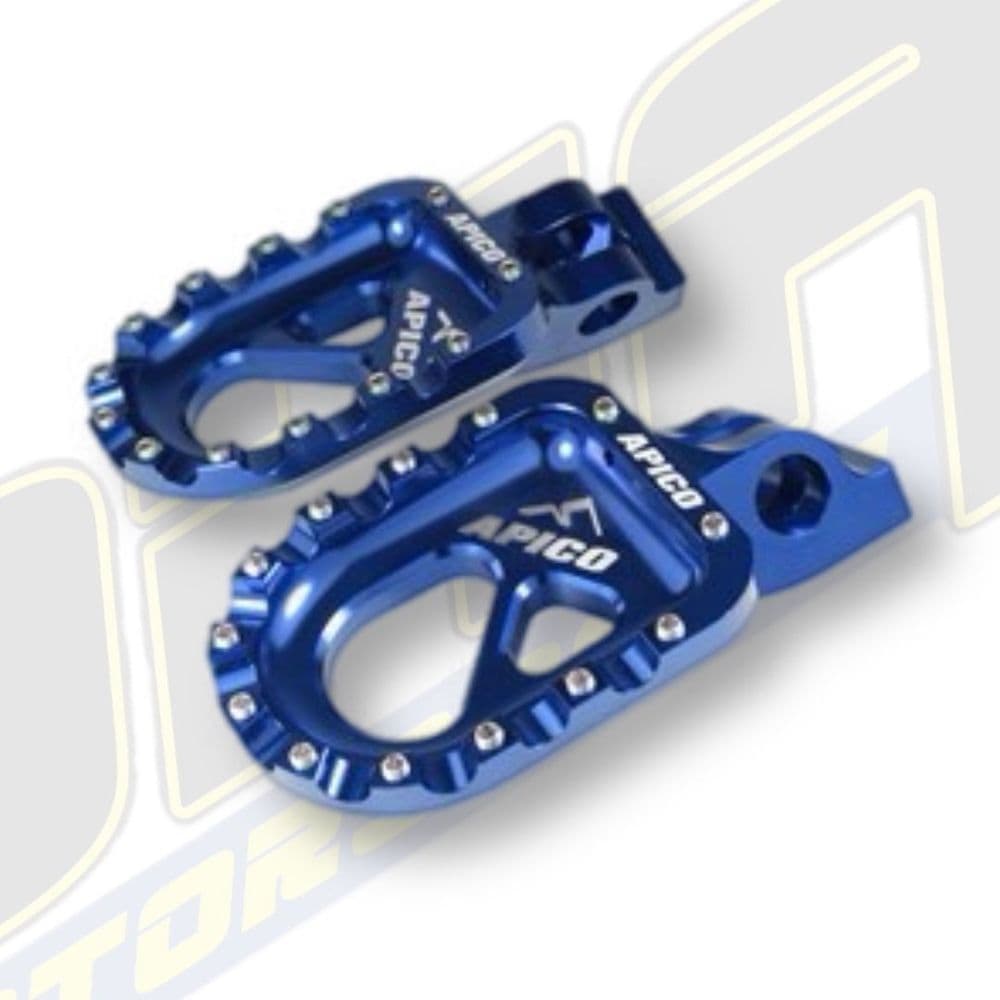 Apico CNC Grip Trials Aluminium Footrests - Blue