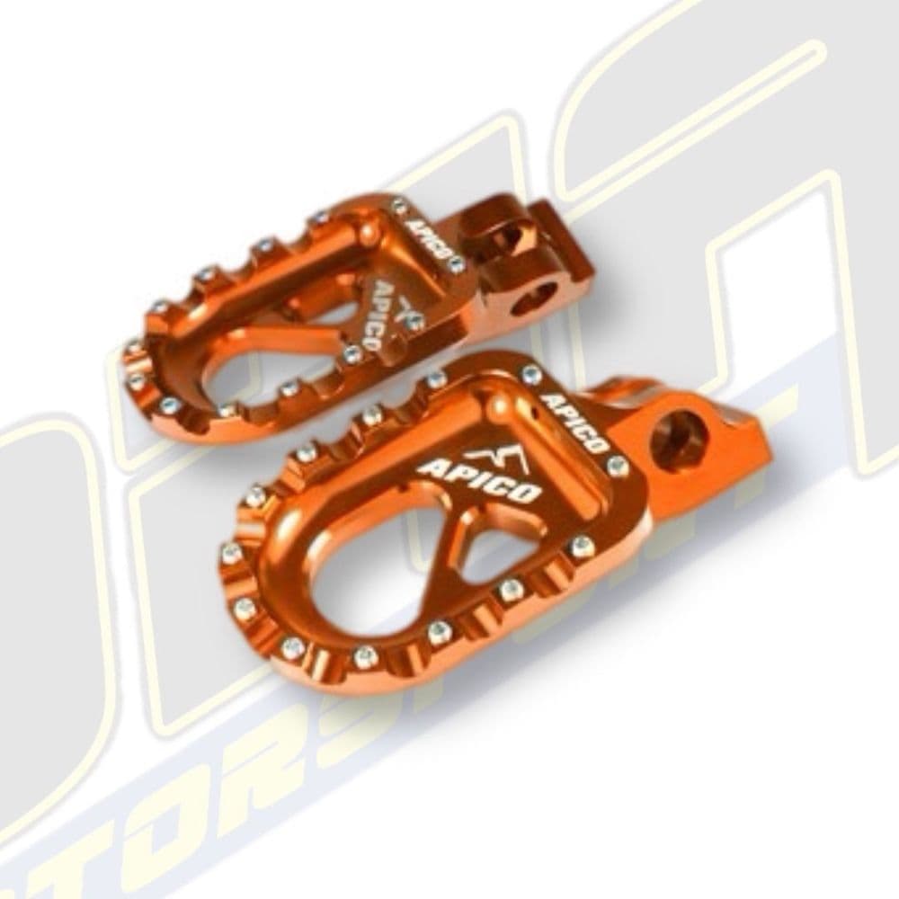 Apico CNC Grip Trials Aluminium Footrests - Orange