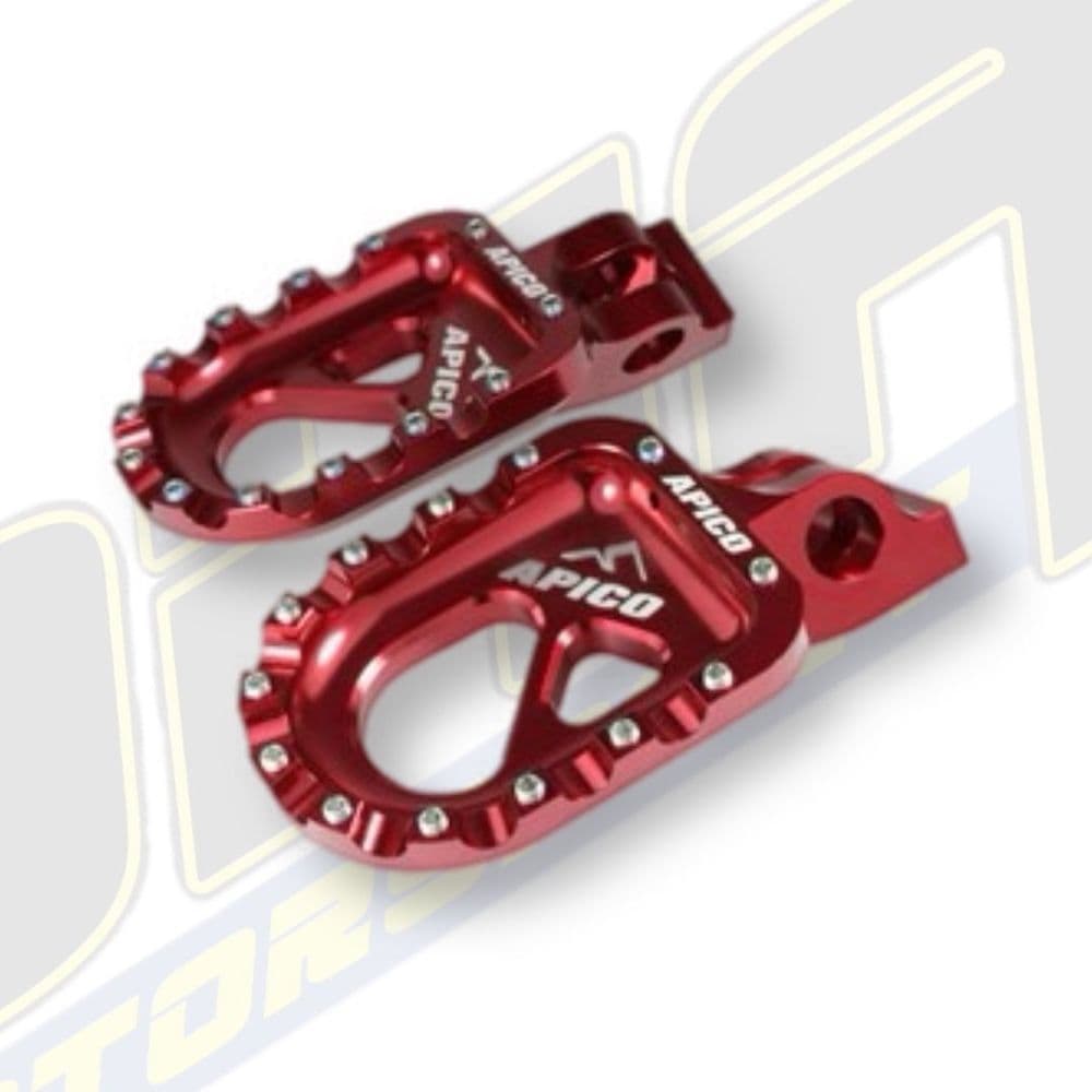 Apico CNC Grip Trials Aluminium Footrests - Red