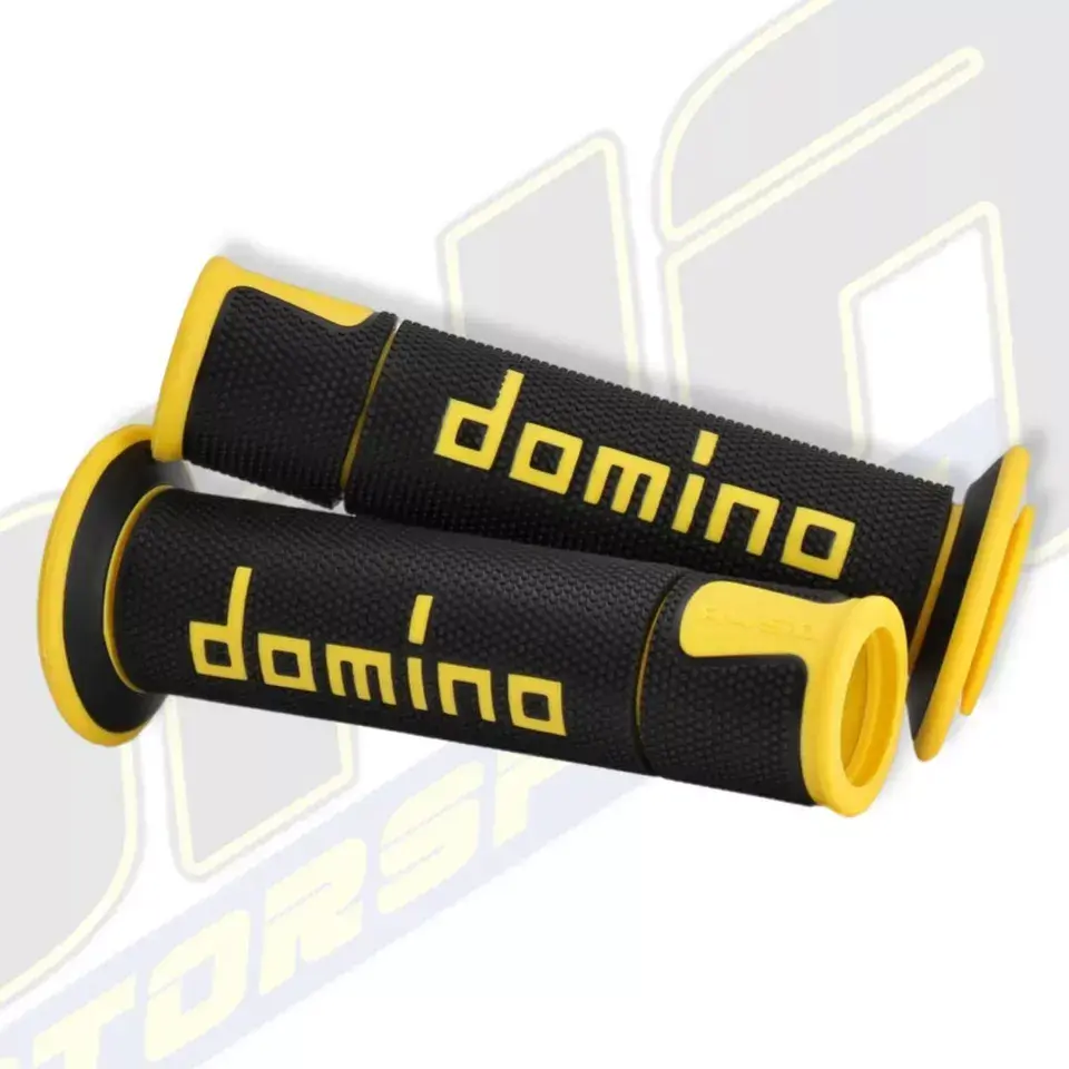 Domino A450 Road Racing Handlebar Grips – Black & White, Medium Soft Rubber, Open End