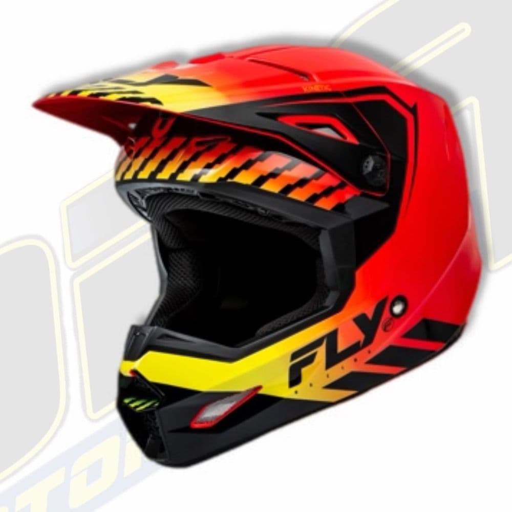 FLY Racing Kinetic Motocross MX Helmet - MENACE Red / Black / Yellow