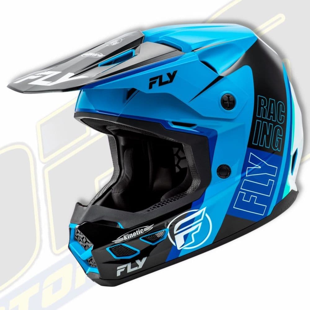 FLY Racing Kinetic Motocross MX Helmet - RALLY Blue / Black / White