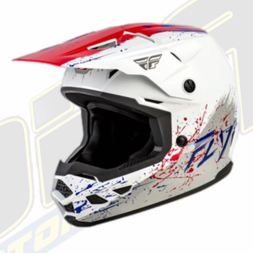 FLY Racing Kinetic YOUTH / KIDS Motocross MX Helmet - DRIP Red / White / Blue