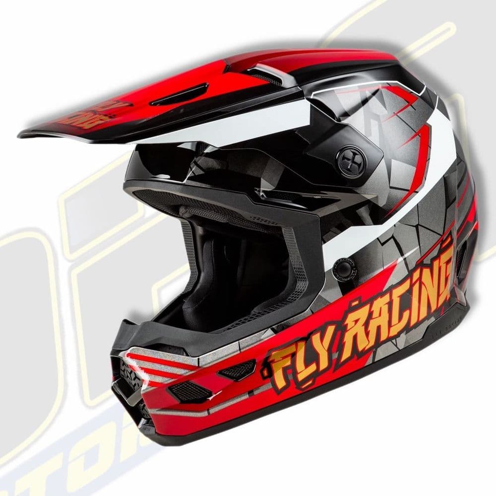 FLY Racing Kinetic YOUTH / KIDS Motocross MX Helmet - SORCHED Red / Black / White