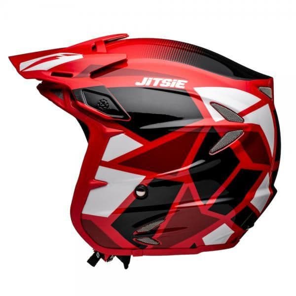 Jitsie HT2 KOZMOZ Fibreglass Trials Helmet - RED / BLACK