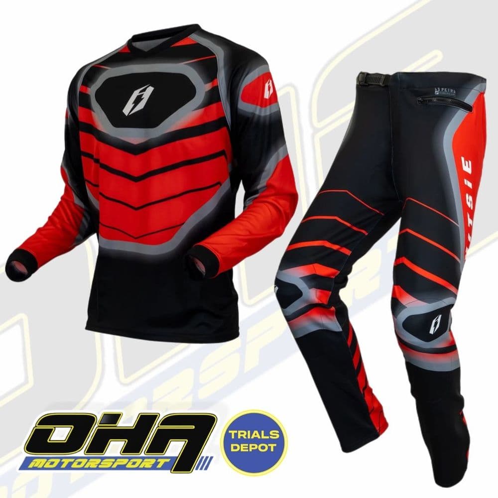 Jitsie L3 Petrl Trials Shirt & Pants Combo Kit - Red